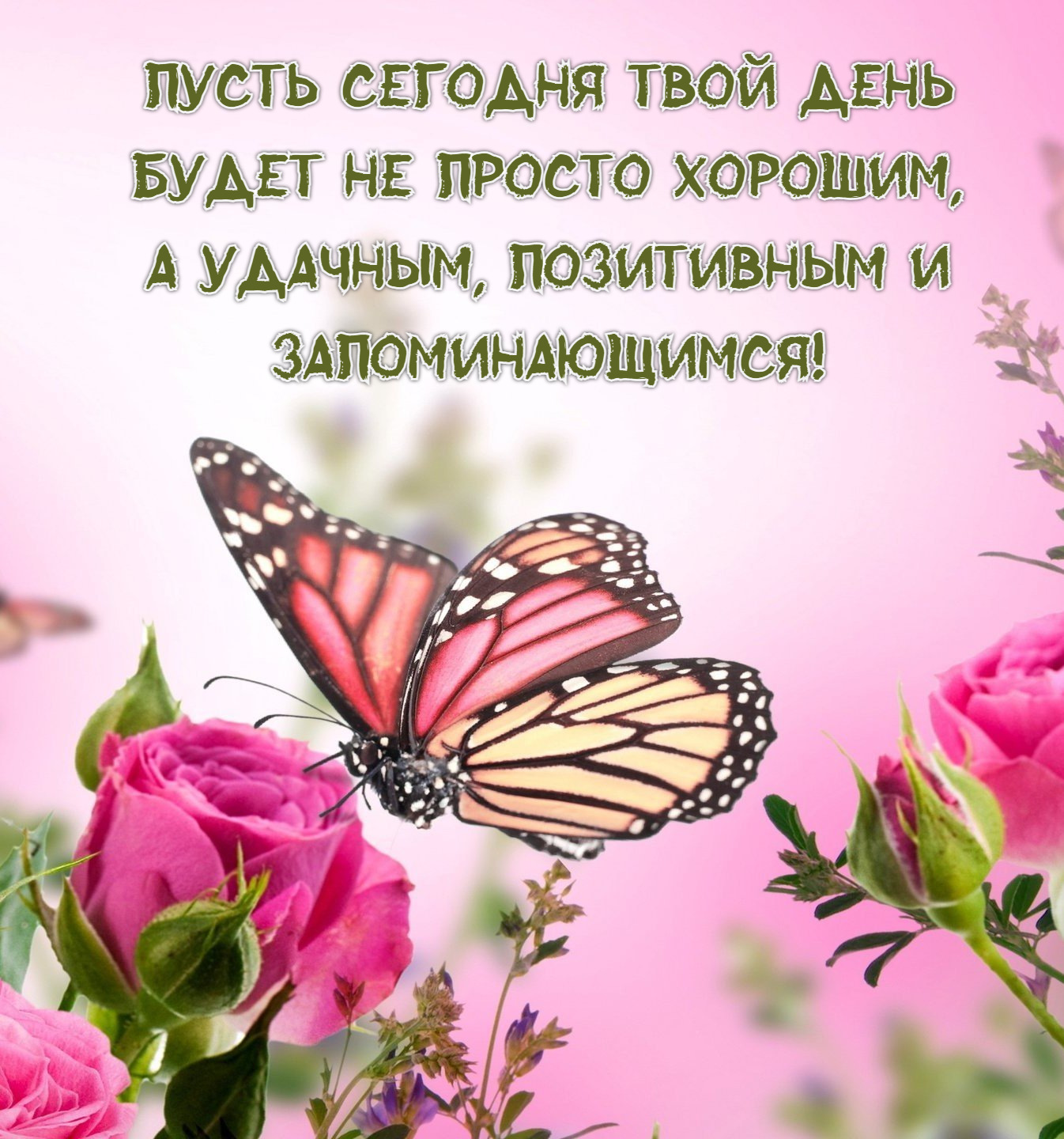 Пусть сегодня твой день будет не просто хорошим, а удачным, позитивным и запоминающимся!