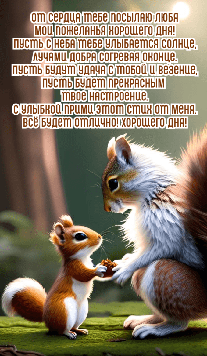 От сердца тебе посылаю любя Мои пожеланья хорошего дня!