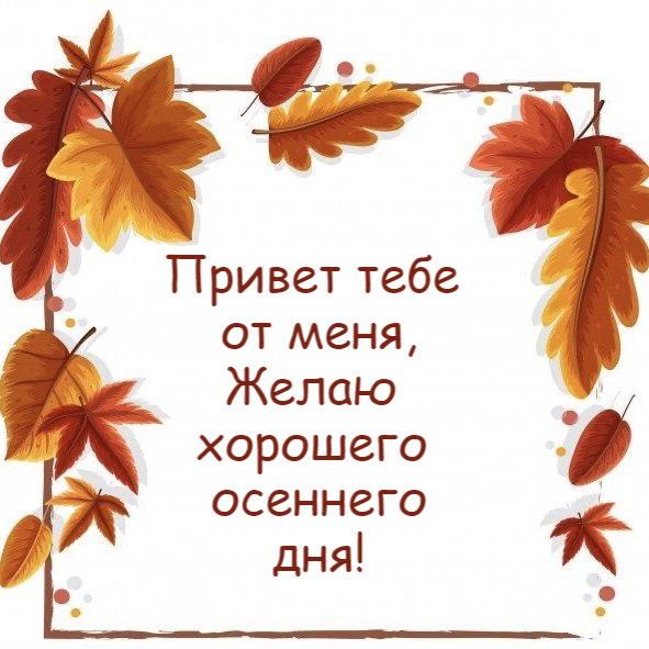 Привет тебе  от меня, Желаю  хорошего  осеннего дня!