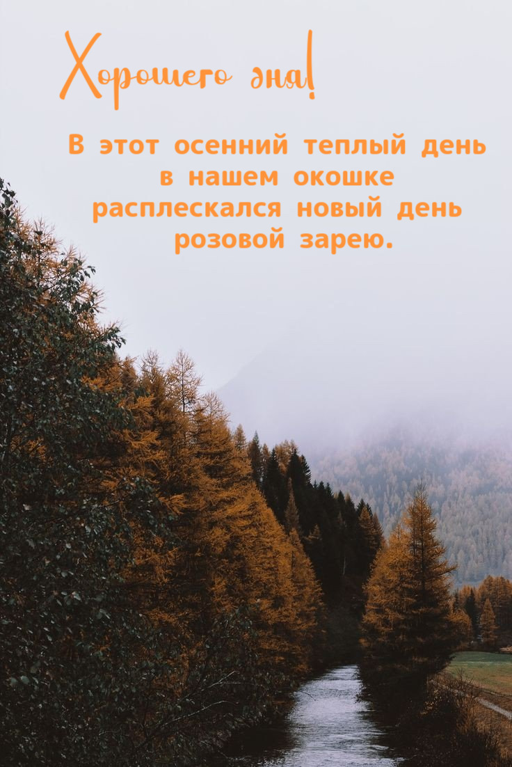В этот осенний теплый день  в нашем окошке  расплескался новый день  розовой зарею.