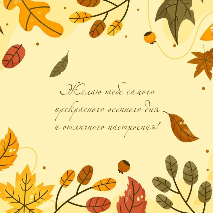 Желаю тебе самого прекрасного осеннего дня и отличного настроения!
